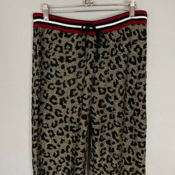 ASOS Track Pants Leopard Print Metallic Women‎ Size Medium Long Tall Knit Lounge - Picture 5 of 11